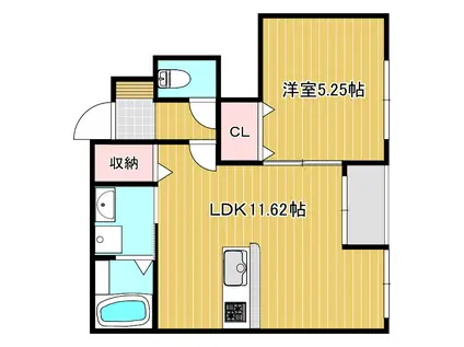 大安寺中町AP(1LDK/1階)の間取り写真