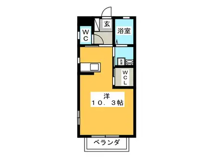 コーポラスYMIII(ワンルーム/2階)の間取り写真