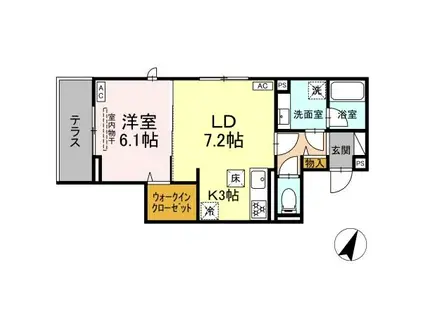 ディパイナ保土ヶ谷(1LDK/1階)の間取り写真