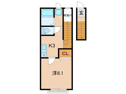 メゾン・ド・ATYS A棟(1K/2階)の間取り写真