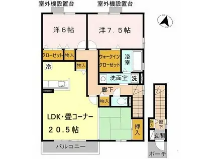 ヴェ―ルトワ(3LDK/2階)の間取り写真