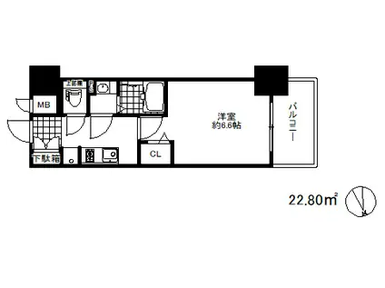 プレサンスザ神戸(1K/4階)の間取り写真