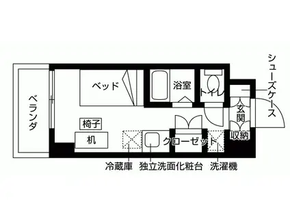 レジディア平和台(ワンルーム/4階)の間取り写真