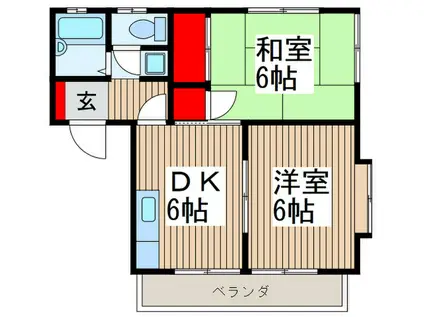 アーバンユー(2DK/2階)の間取り写真