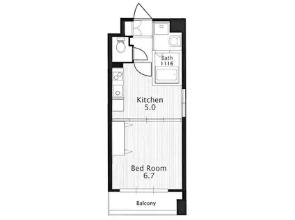 バロアールケヤキ(1DK/1階)の間取り写真