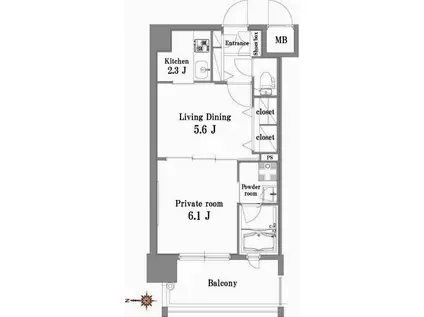 エンクレスト博多BELLE(2K/8階)の間取り写真