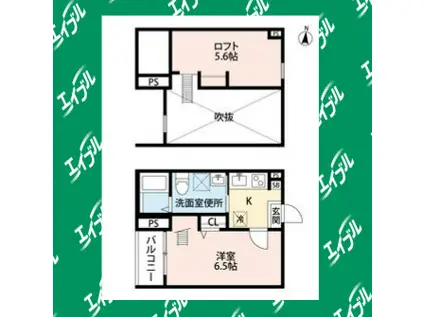 AQUA源兵衛町(1K/1階)の間取り写真