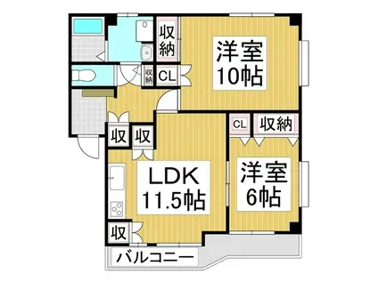 YSコートII(2LDK/1階)の間取り写真