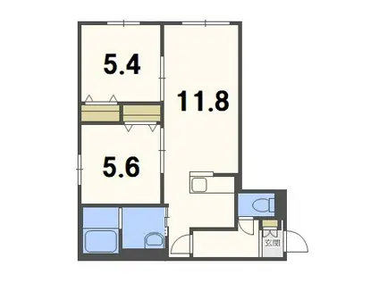 シャンブル澄川(2LDK/2階)の間取り写真