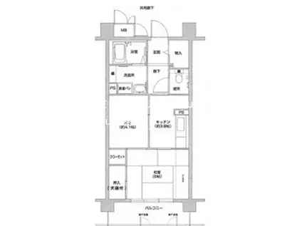 コーシャハイツ北山(2K/2階)の間取り写真