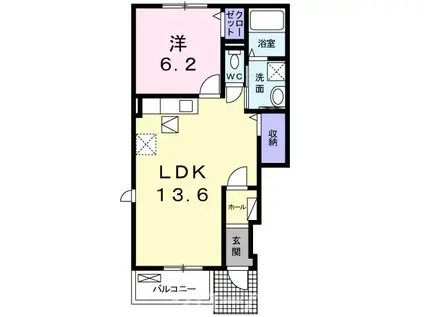 プランドール・ソフィアII(1LDK/1階)の間取り写真