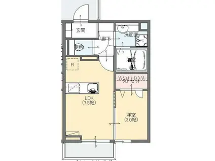 マリベールLIBERA(1LDK/1階)の間取り写真