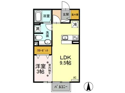 モナリエT(1LDK/2階)の間取り写真