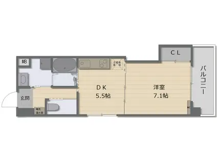 ヴィーブル駒川(1DK/2階)の間取り写真