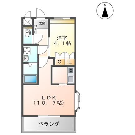 サンコート(1LDK/2階)の間取り写真
