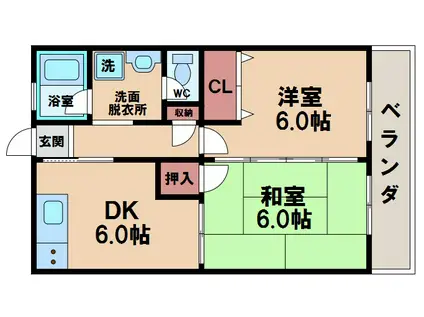 パークサイドマンション(2DK/2階)の間取り写真
