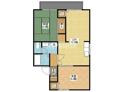 セジュールおがたC(2LDK/2階)の間取り写真