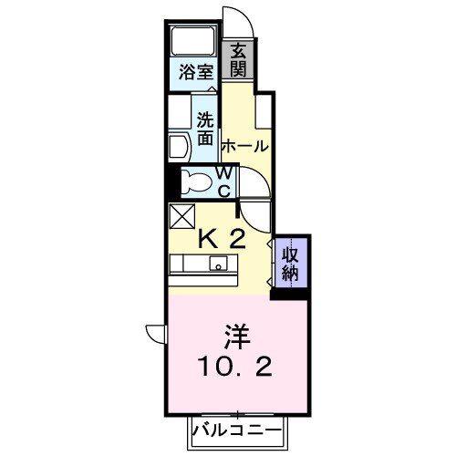 モンブランB(ワンルーム/1階)の間取り写真