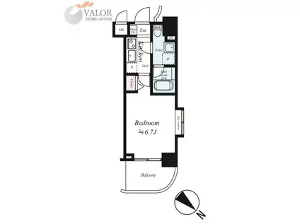 グリアス横浜・ウエストフォルム弐番館(1K/7階)の間取り写真