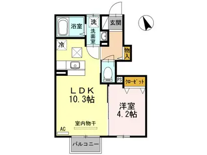 フィオーレ(1LDK/1階)の間取り写真
