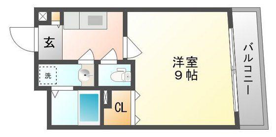 エスペランサ医大東(1K/3階)の間取り写真