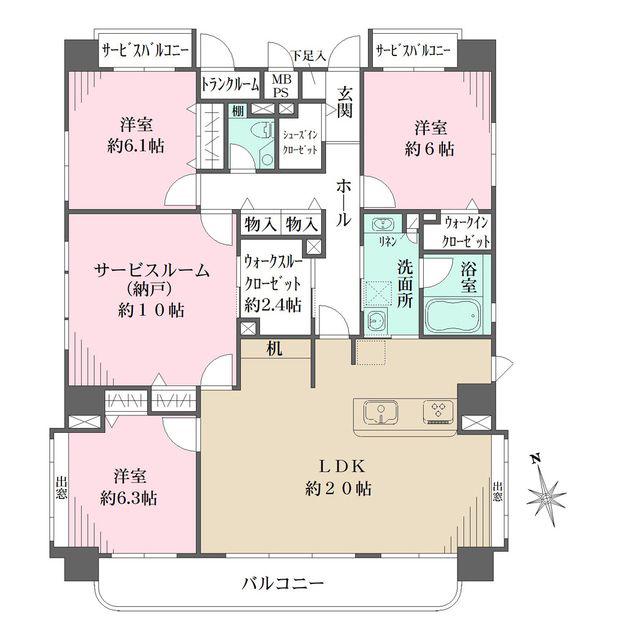 大幸マンション(3SLDK/3階)の間取り写真
