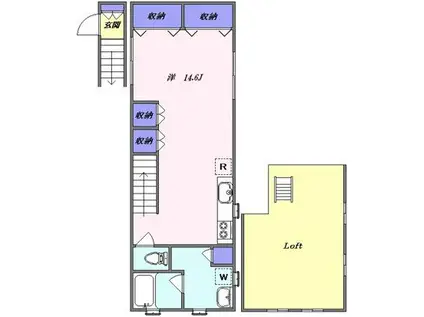 アマランタイン自由ヶ丘(ワンルーム/2階)の間取り写真