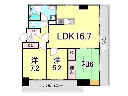 セントラルガーデンタワー(3LDK/22階)の間取り写真