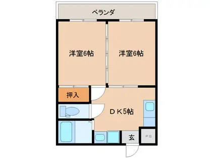 ルミウス黄金(2DK/6階)の間取り写真