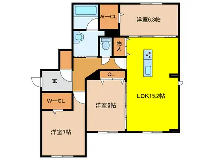 ソテ・ドゥシュA(3LDK/1階)の間取り写真