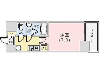 セオリー神戸クレール(1K/9階)の間取り写真