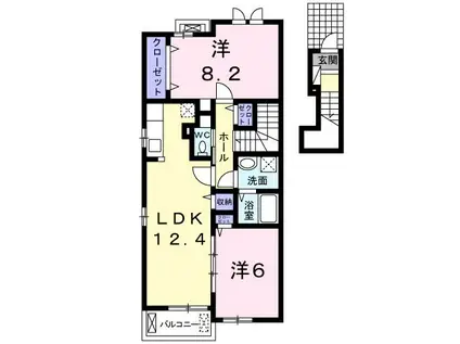 エレガントブロッサム(2LDK/2階)の間取り写真