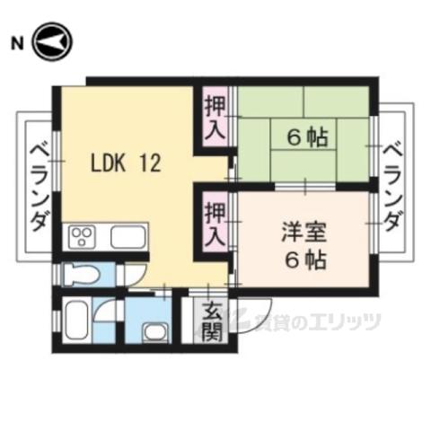 サンハウス桂(2LDK/2階)の間取り写真