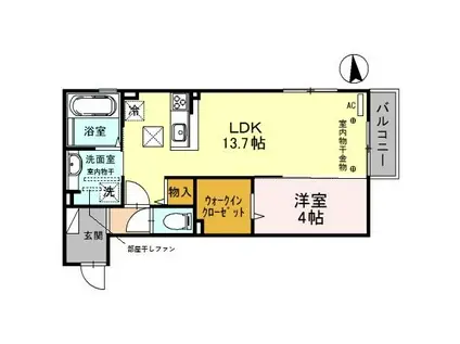 ベルフォレット(1LDK/1階)の間取り写真