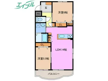 マスターズ・フォートII(2LDK/2階)の間取り写真