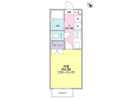 エスポワール相模大野(1K/2階)の間取り写真