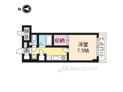 ロイヤルコート院町(1K/4階)の間取り写真