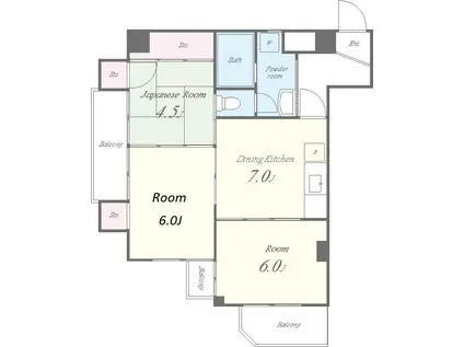 シルフィード(3DK/5階)の間取り写真