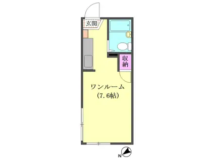 COMMODE山王(ワンルーム/2階)の間取り写真