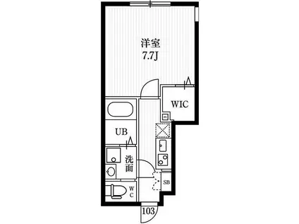 ミハス梅ヶ丘(1K/1階)の間取り写真