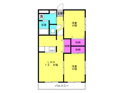 エクセルピア(2LDK/3階)の間取り写真