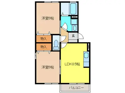 スカイガーデン(2LDK/1階)の間取り写真