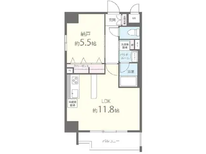 グランデカワノ真田山(1LDK/9階)の間取り写真