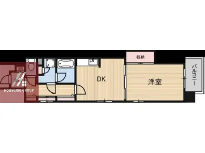 AURORA COURT木川(1DK/2階)の間取り写真