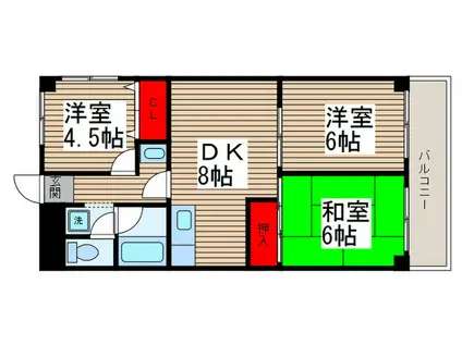 クロシェット松戸(3DK/1階)の間取り写真