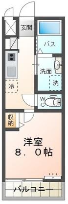 ヴァンベール弐番館(1K/2階)の間取り写真