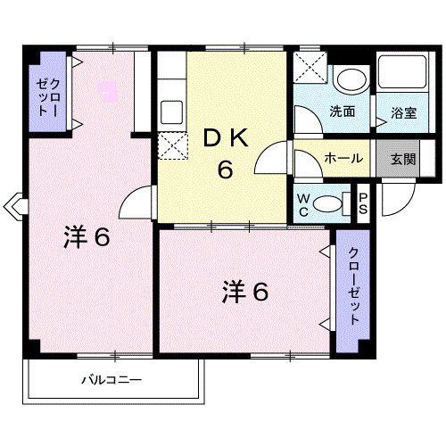 プラドール裕D(2DK/2階)の間取り写真
