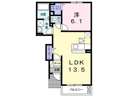 ジュネス・クローバーA(1LDK/1階)の間取り写真