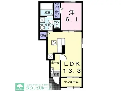 プラーンドルXIII(1LDK/1階)の間取り写真