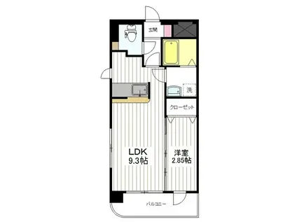 アルファプライム小松島(1LDK/3階)の間取り写真